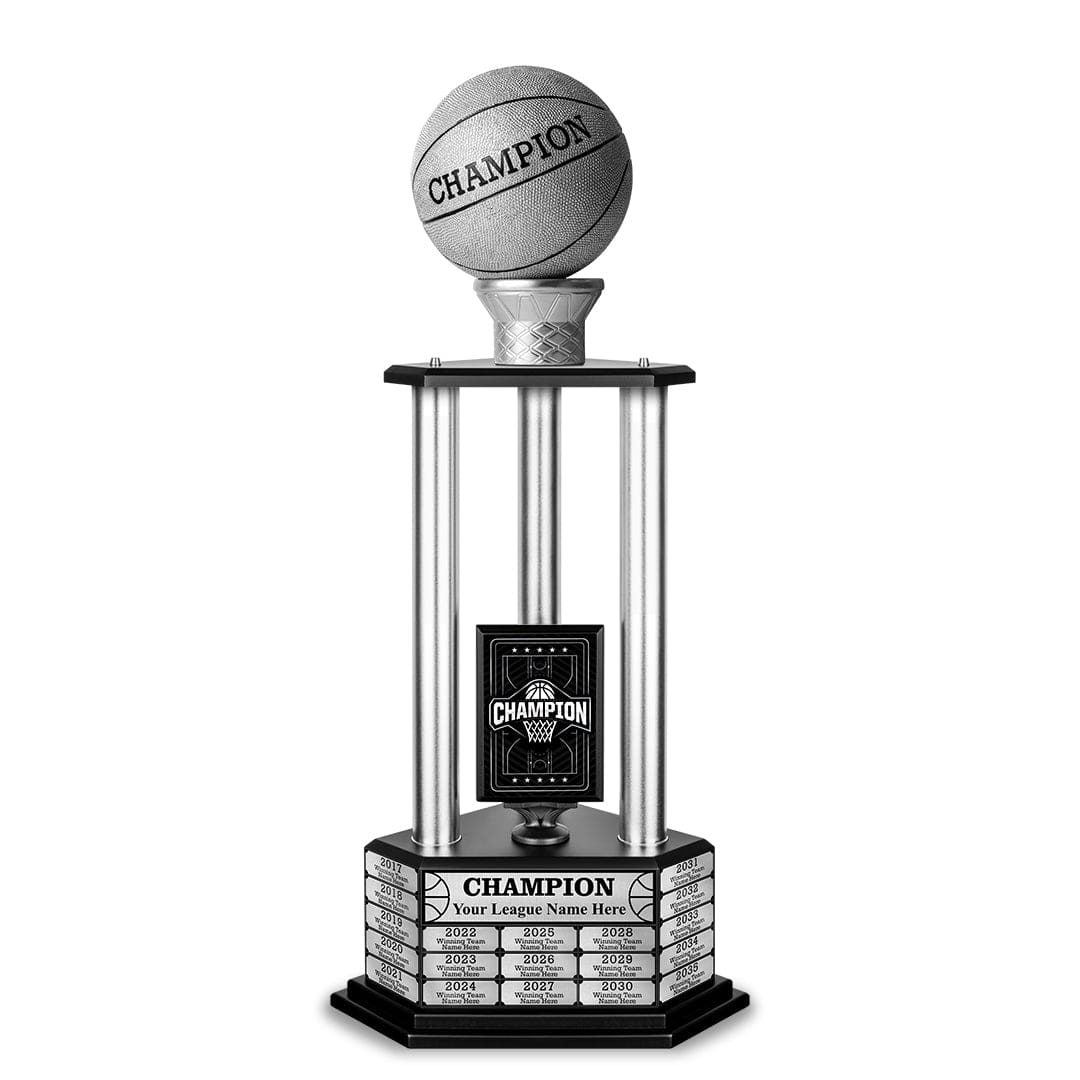 TrophySmack 26-36” Silver Basketball Trophy