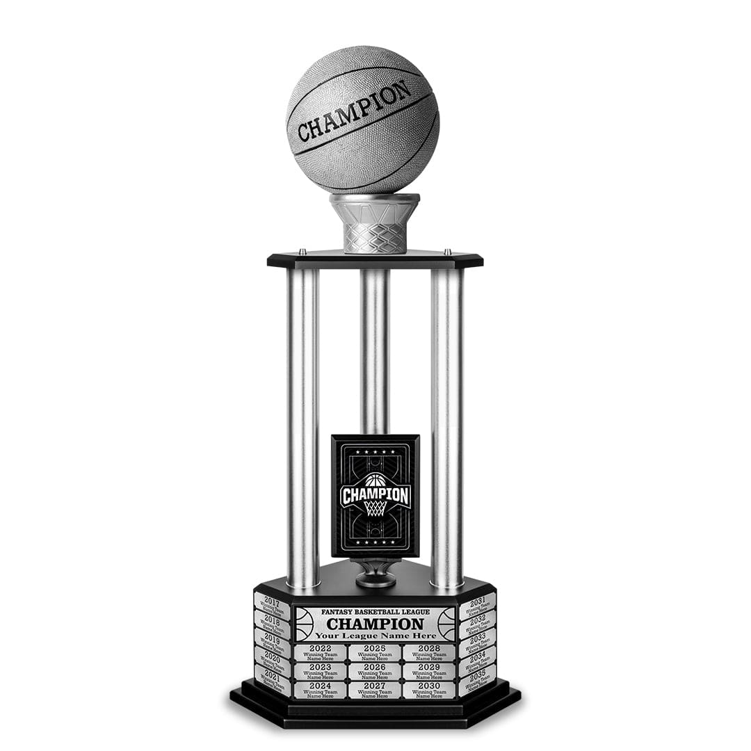 TrophySmack 26-36” Silver Basketball Trophy