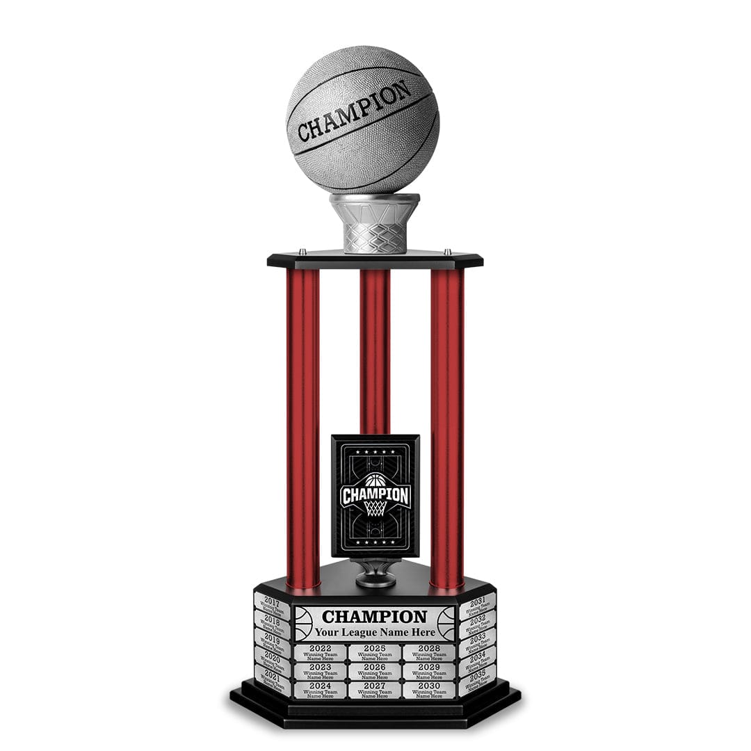 TrophySmack 26-36” Silver Basketball Trophy