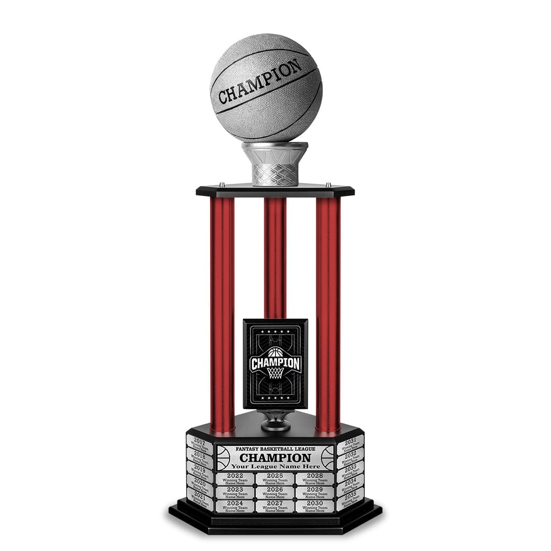 TrophySmack 26-36” Silver Basketball Trophy