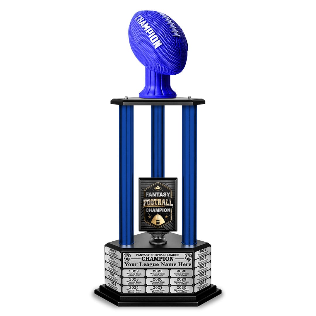 TrophySmack 26”-56” Fantasy Football Perpetual Trophy - Blue Football