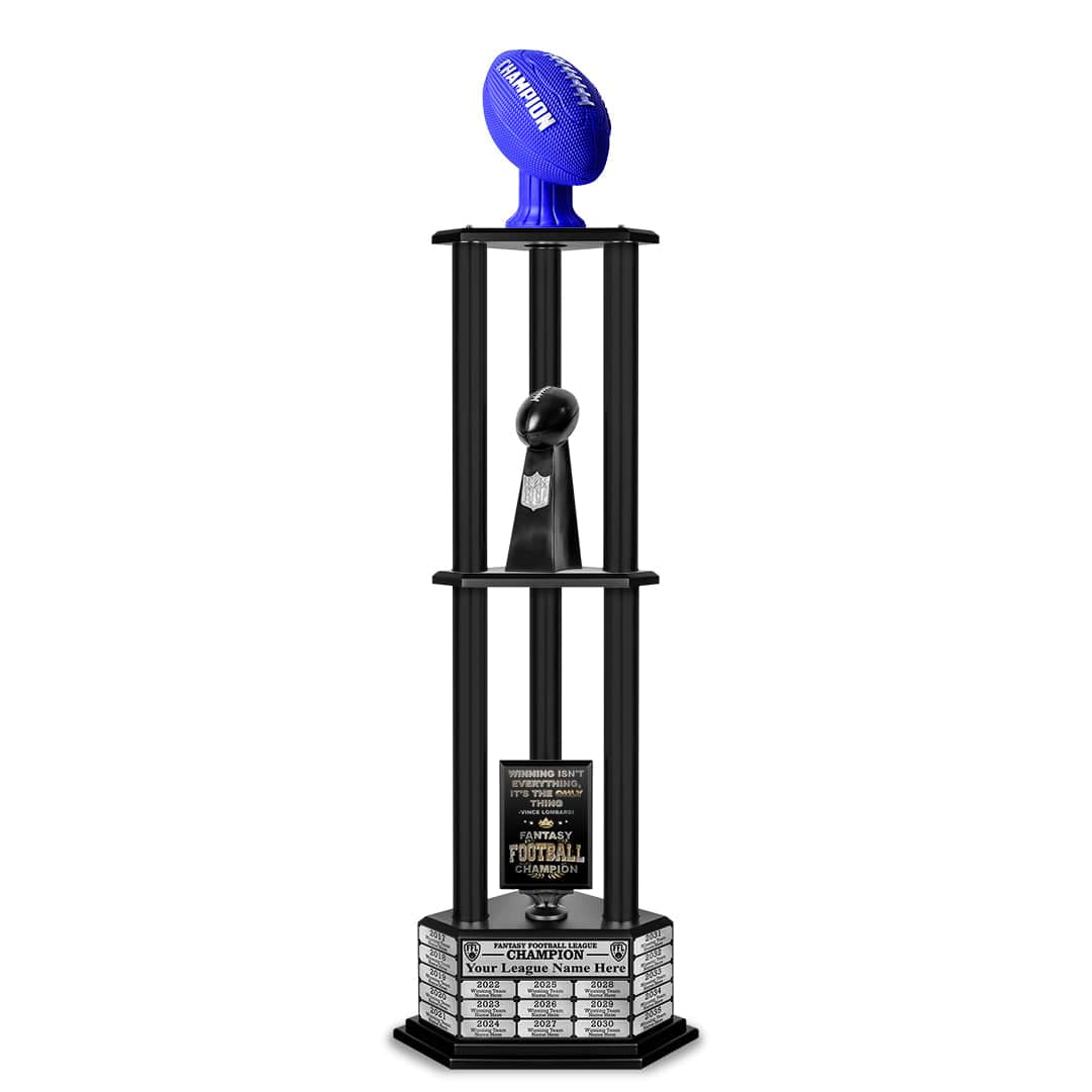 TrophySmack 26”-56” Fantasy Football Perpetual Trophy - Blue Football