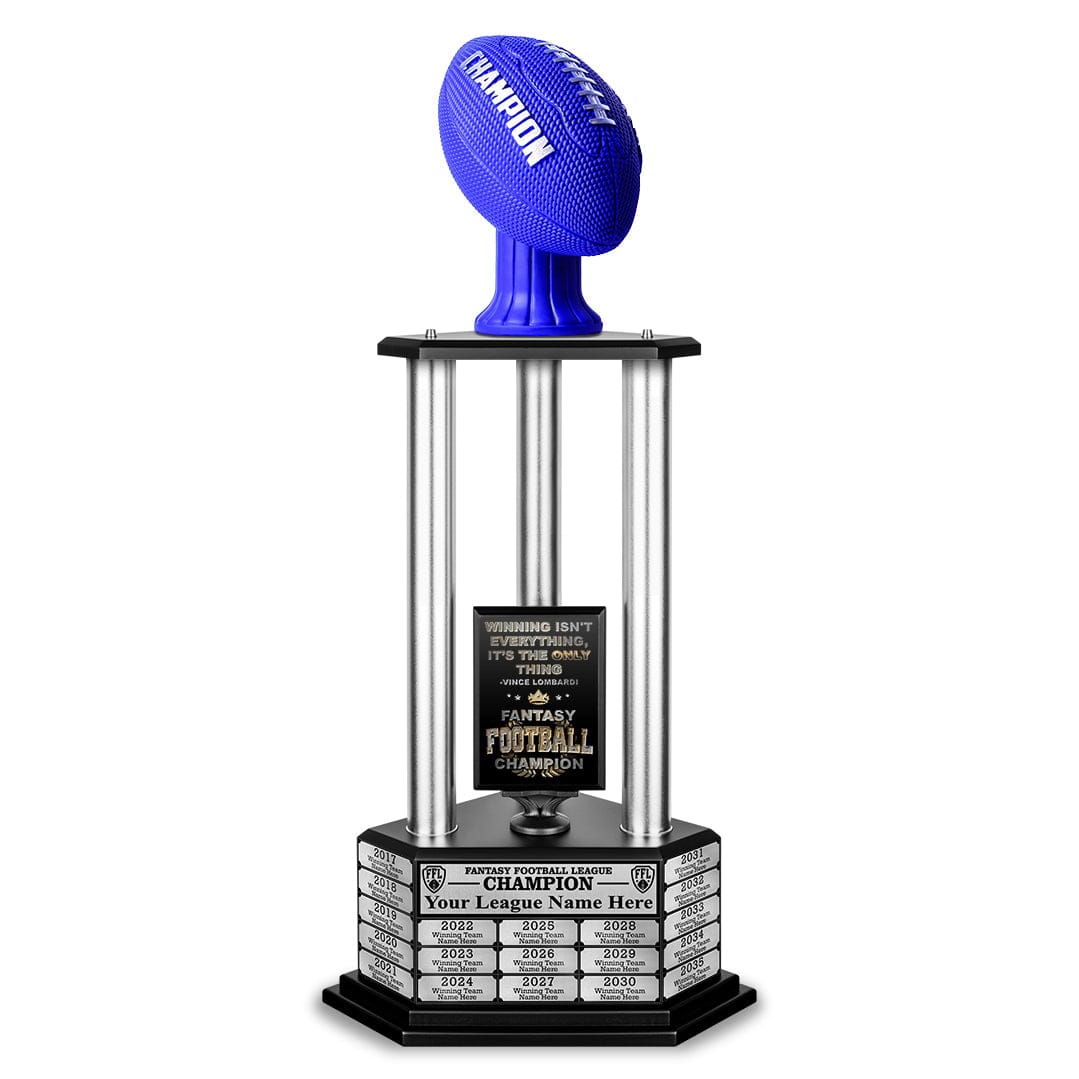 TrophySmack 26”-56” Fantasy Football Perpetual Trophy - Blue Football