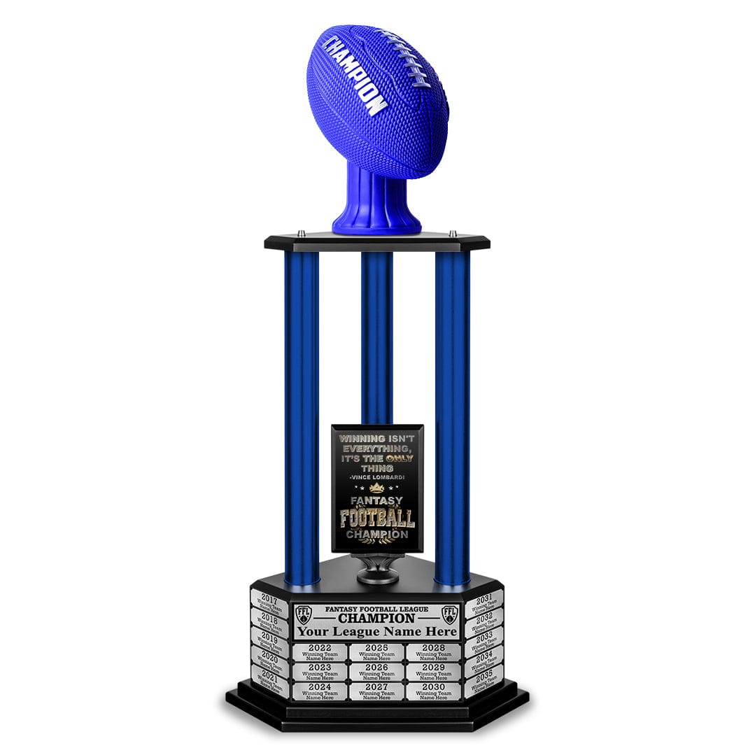 TrophySmack 26”-56” Fantasy Football Perpetual Trophy - Blue Football