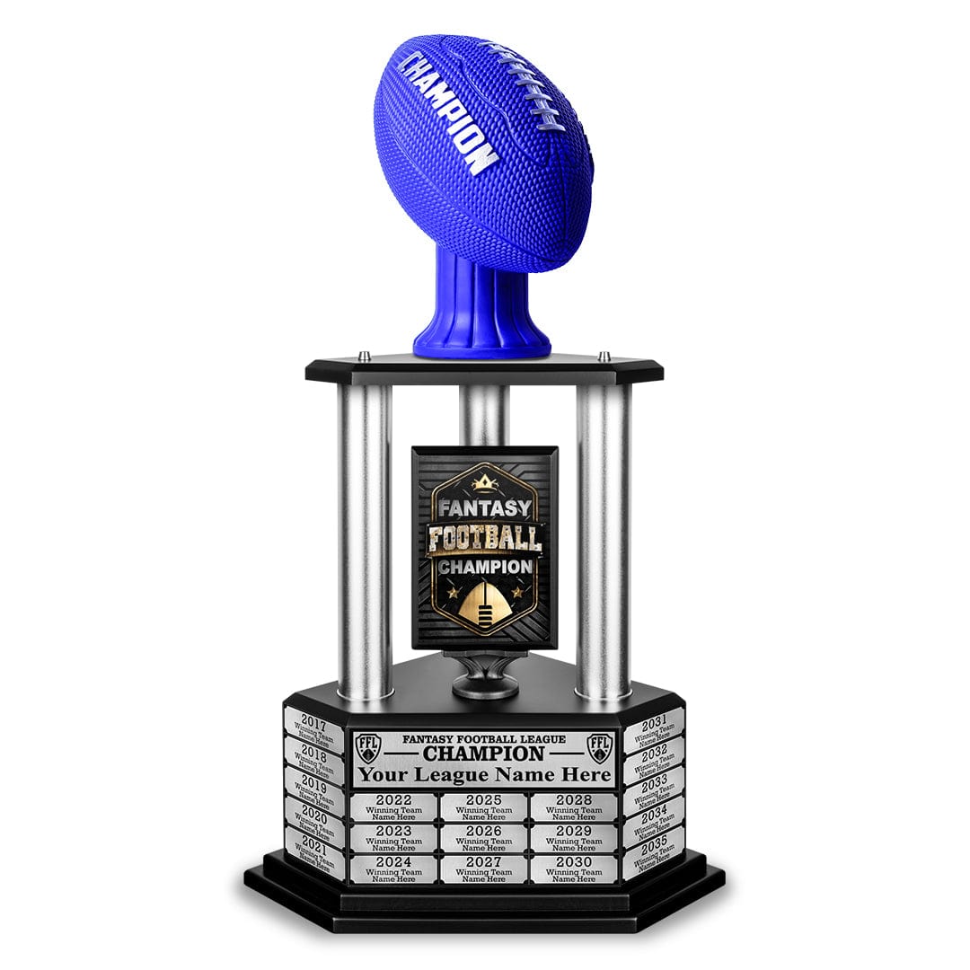 TrophySmack 26”-56” Fantasy Football Perpetual Trophy - Blue Football