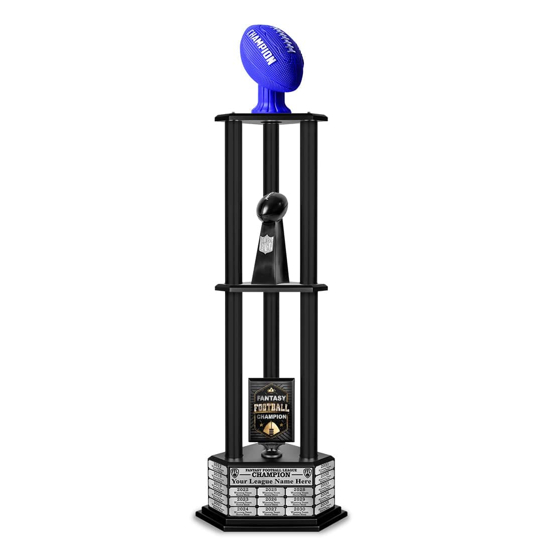 TrophySmack 26”-56” Fantasy Football Perpetual Trophy - Blue Football