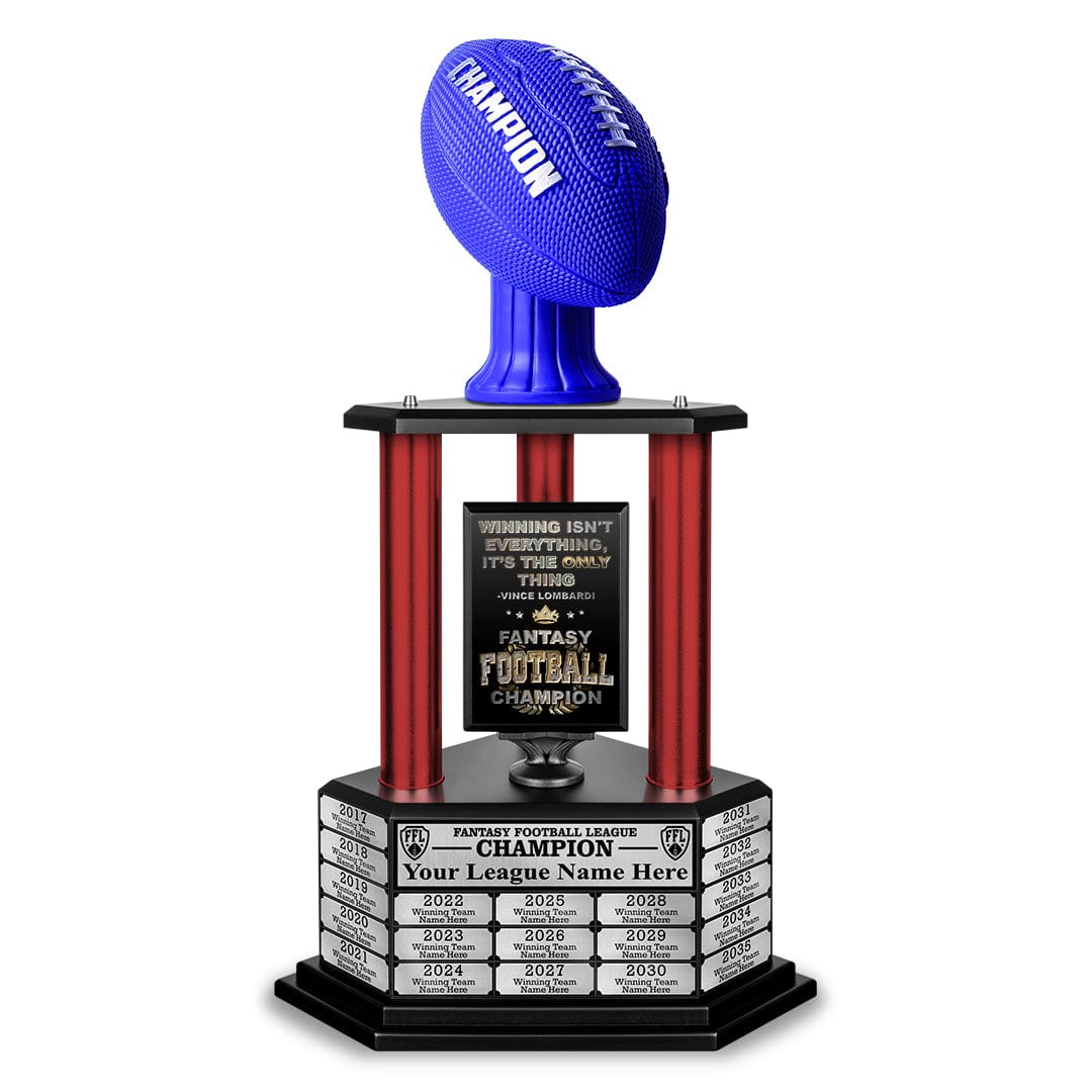 TrophySmack 26”-56” Fantasy Football Perpetual Trophy - Blue Football