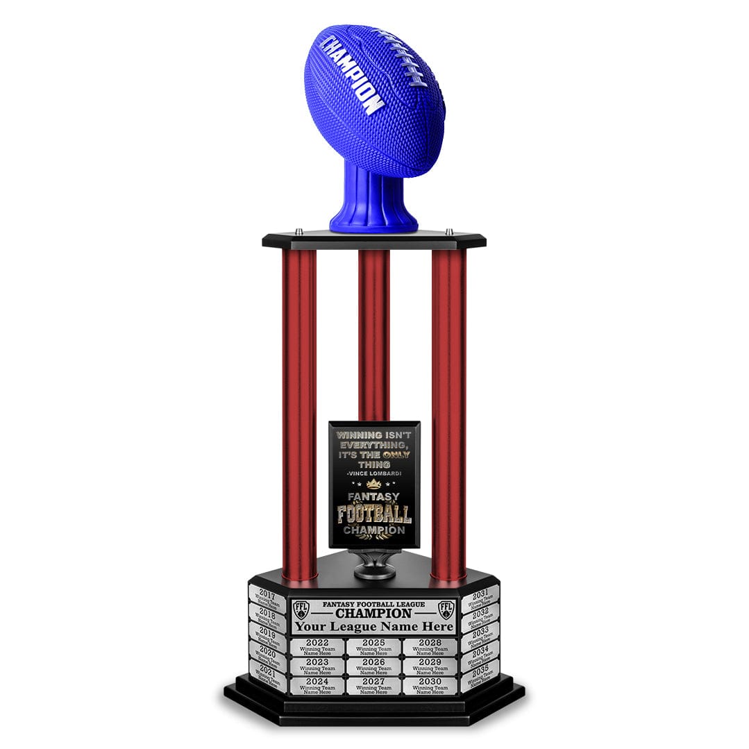 TrophySmack 26”-56” Fantasy Football Perpetual Trophy - Blue Football