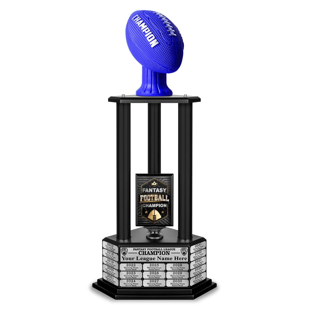 TrophySmack 26”-56” Fantasy Football Perpetual Trophy - Blue Football