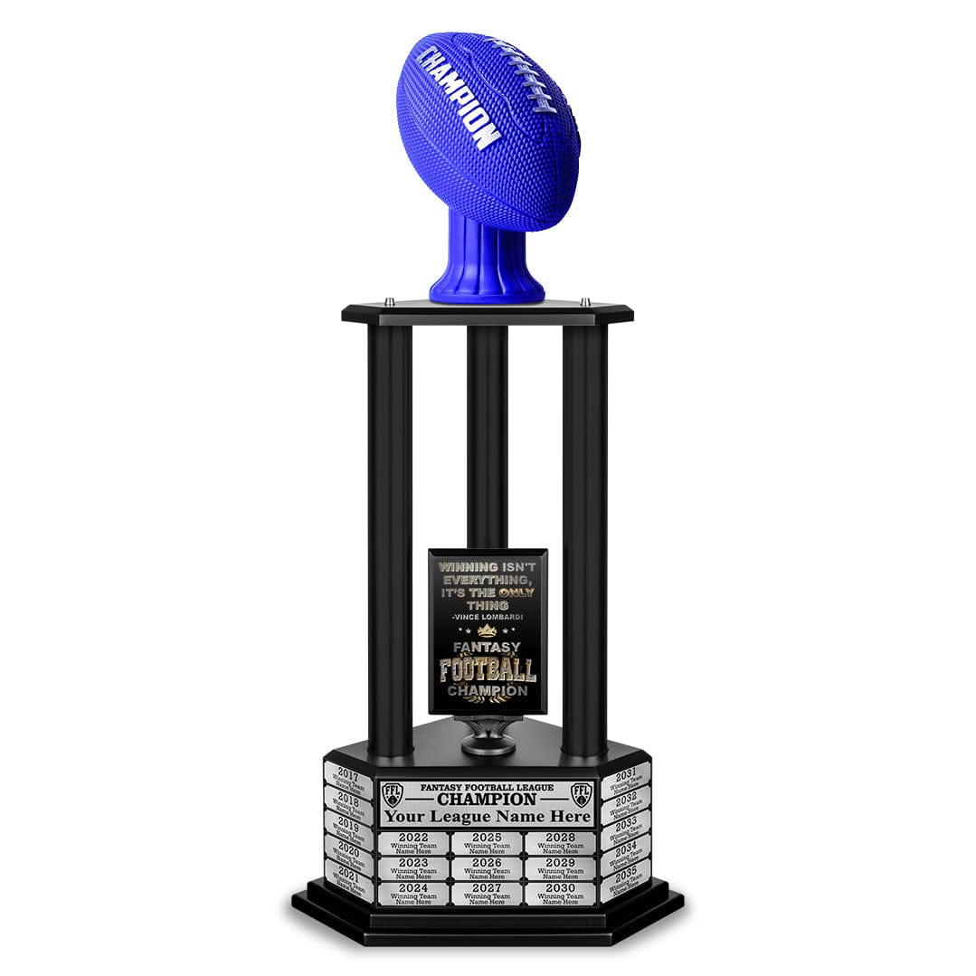 TrophySmack 26”-56” Fantasy Football Perpetual Trophy - Blue Football