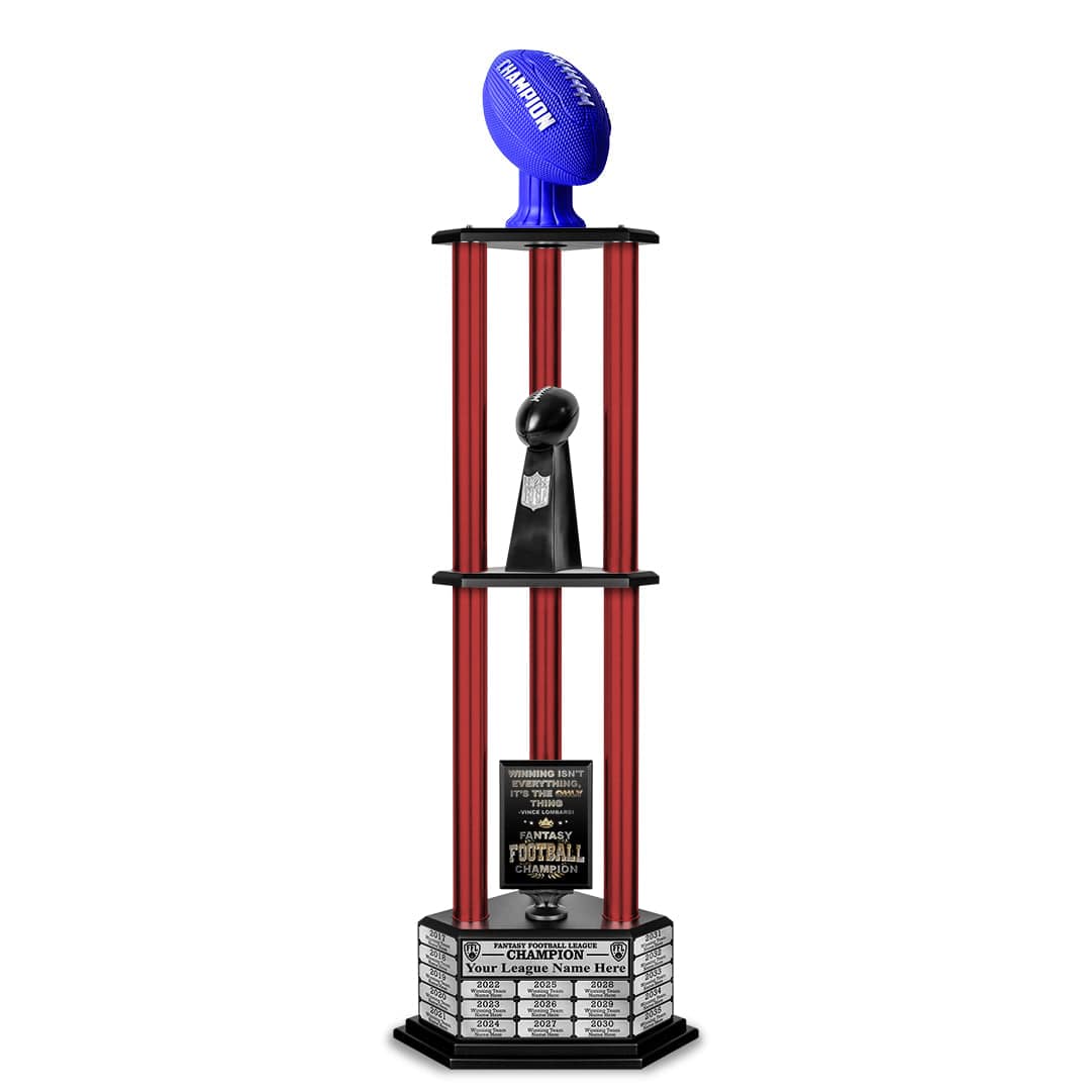 TrophySmack 26”-56” Fantasy Football Perpetual Trophy - Blue Football