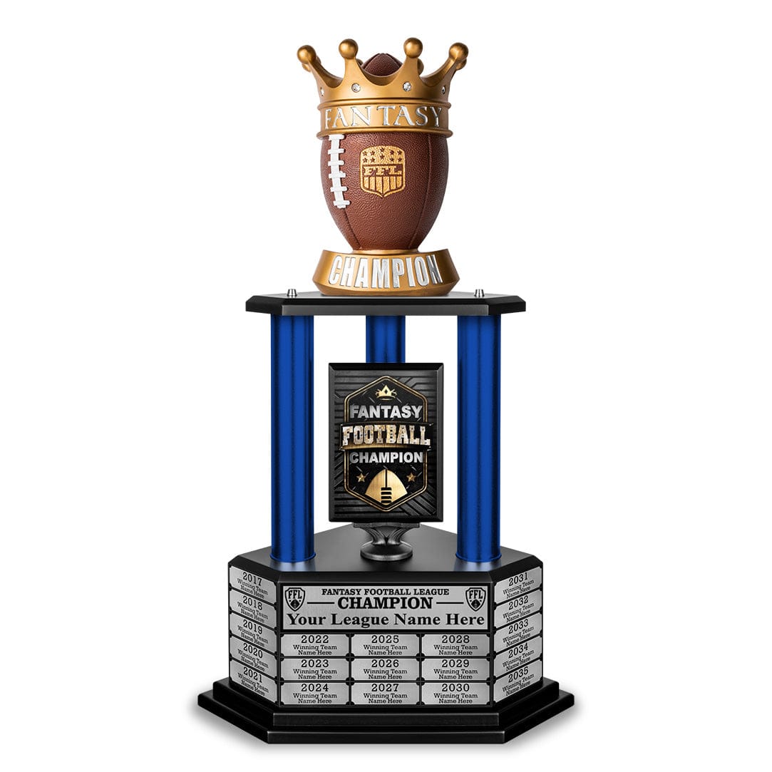 TrophySmack 26"-56” Fantasy Football Perpetual Trophy - Crown Football