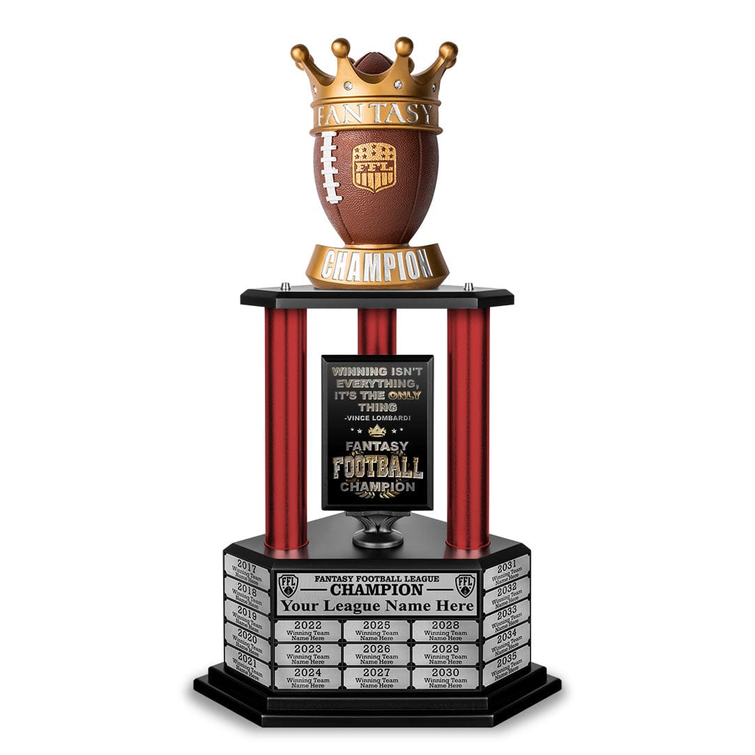 TrophySmack 26"-56” Fantasy Football Perpetual Trophy - Crown Football