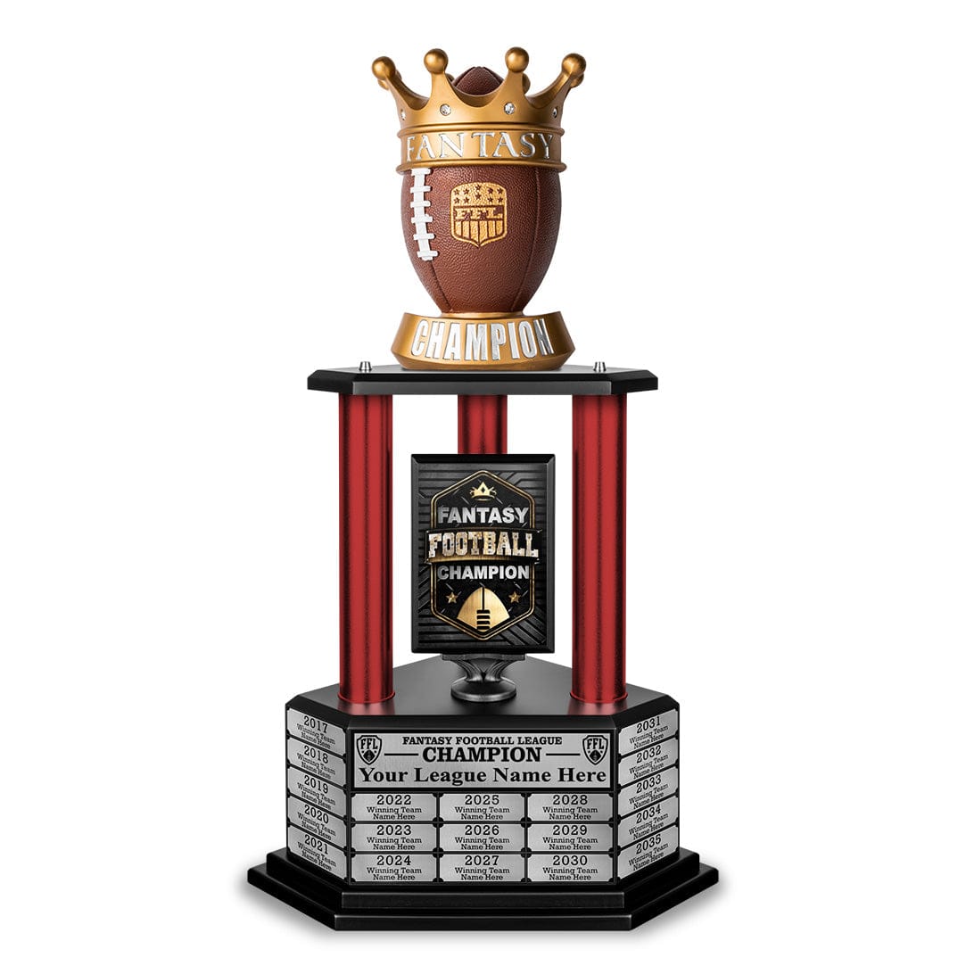 TrophySmack 26"-56” Fantasy Football Perpetual Trophy - Crown Football