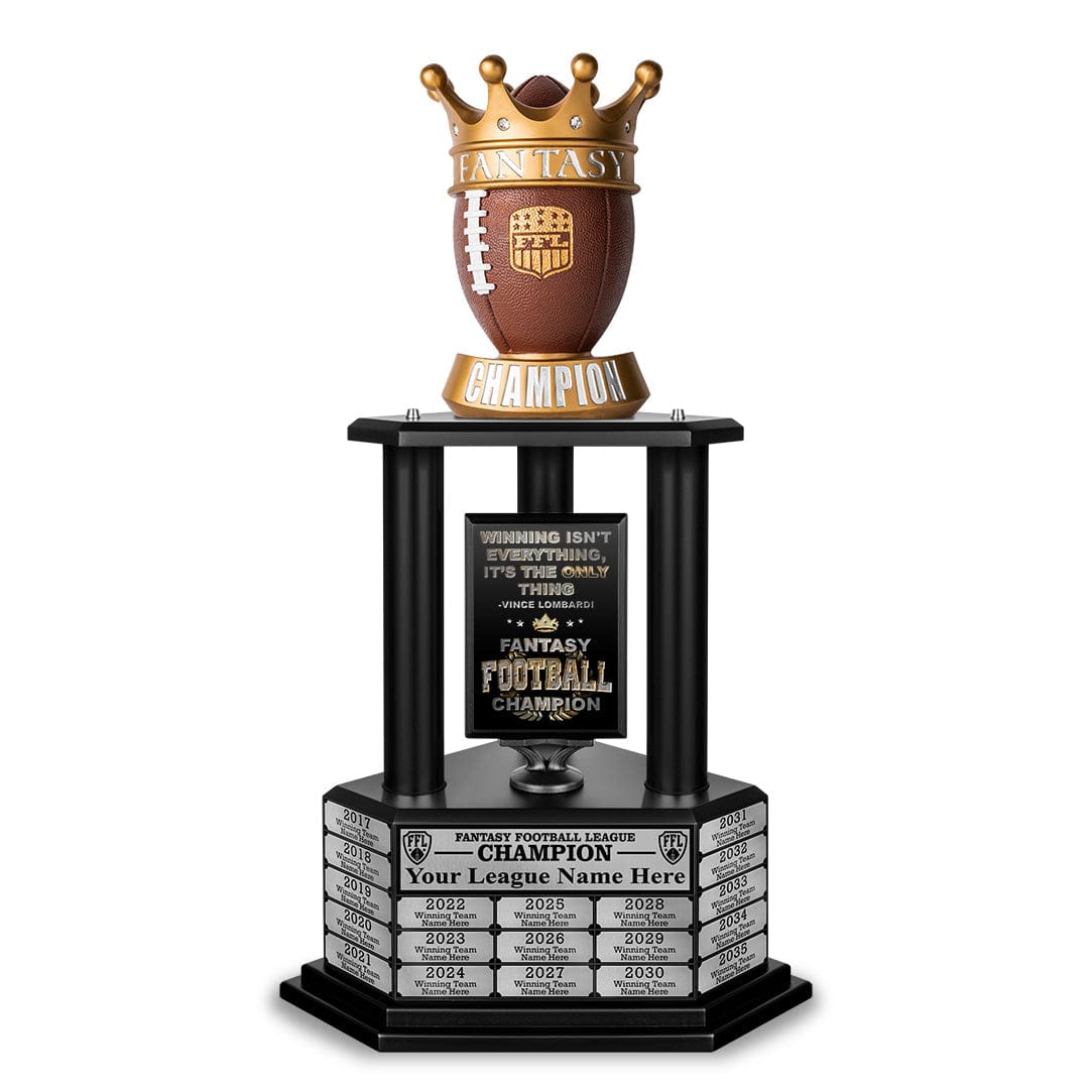 TrophySmack 26"-56” Fantasy Football Perpetual Trophy - Crown Football