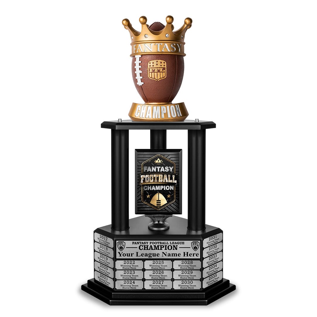 TrophySmack 26"-56” Fantasy Football Perpetual Trophy - Crown Football