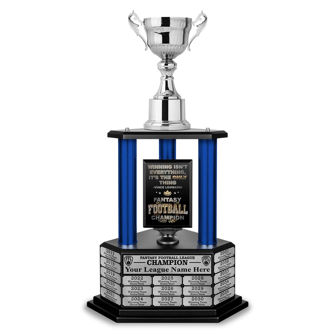 TrophySmack 26"-56" Fantasy Football Perpetual Trophy - Silver Cup