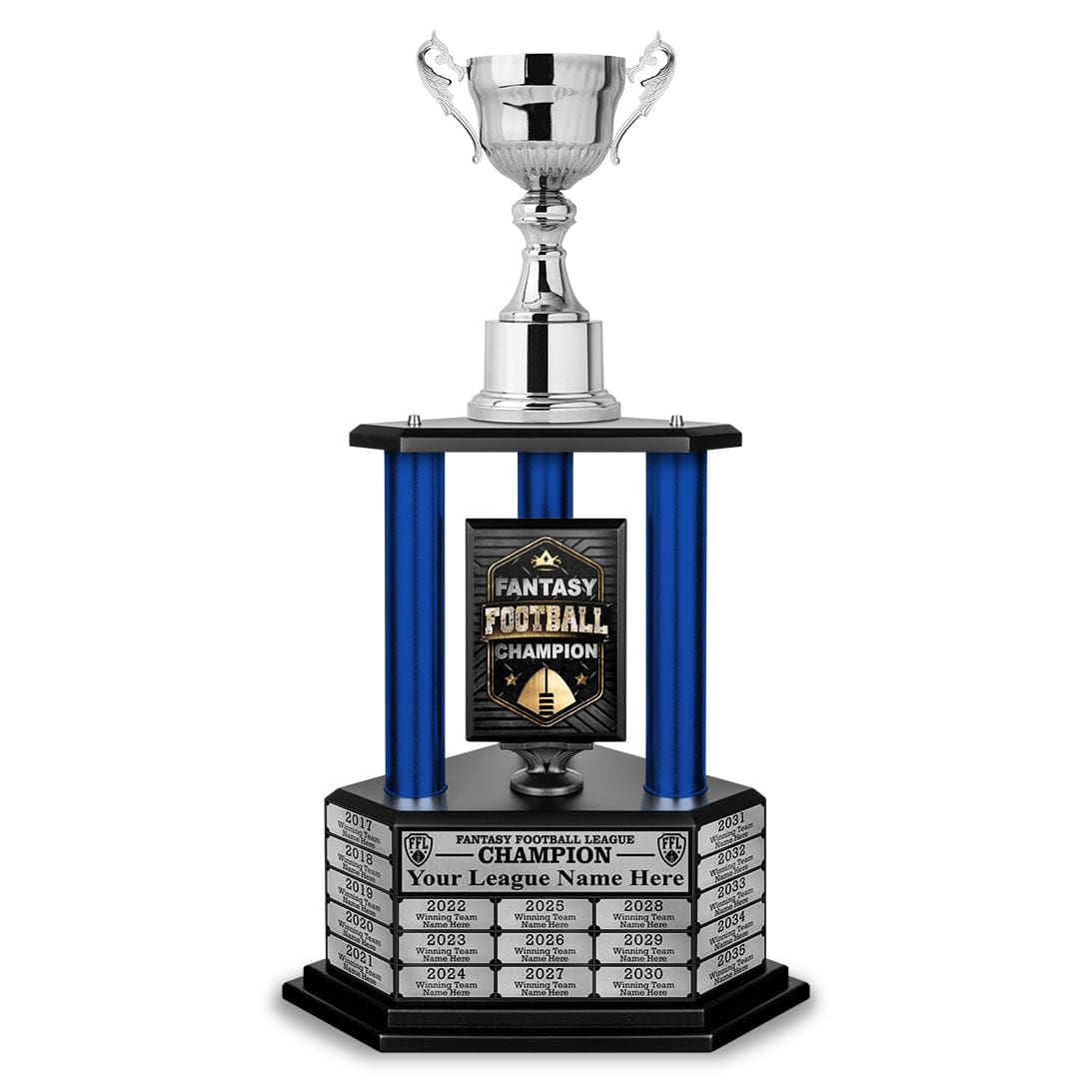 TrophySmack 26"-56" Fantasy Football Perpetual Trophy - Silver Cup