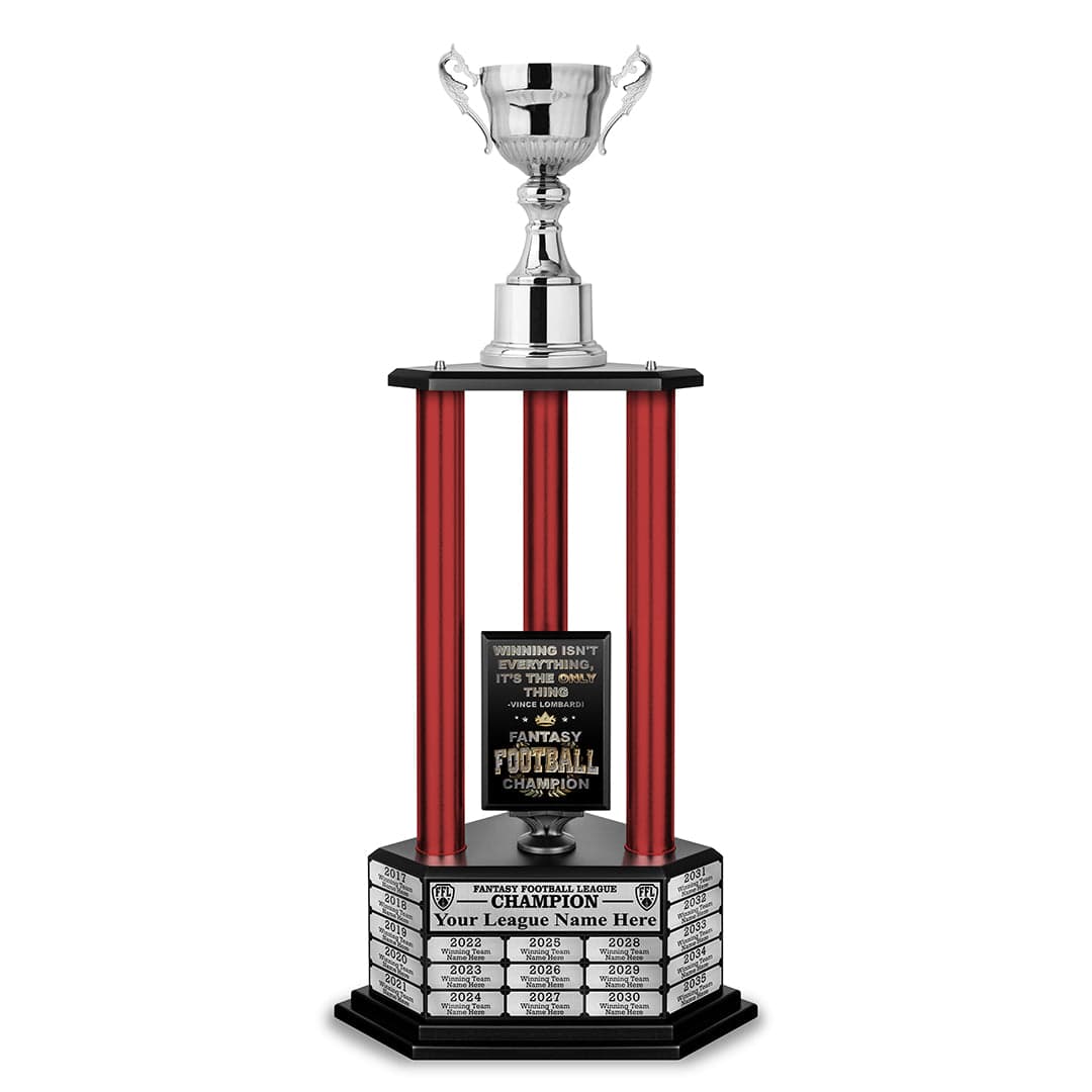 TrophySmack 26"-56" Fantasy Football Perpetual Trophy - Silver Cup