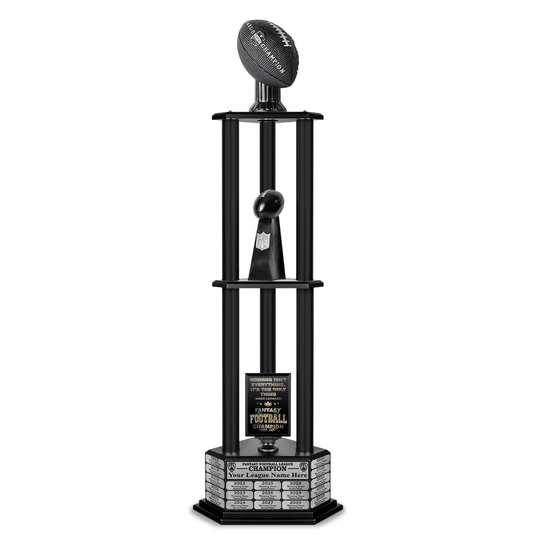 TrophySmack 26"-56" Perpetual Fantasy Football Trophy - Black Football