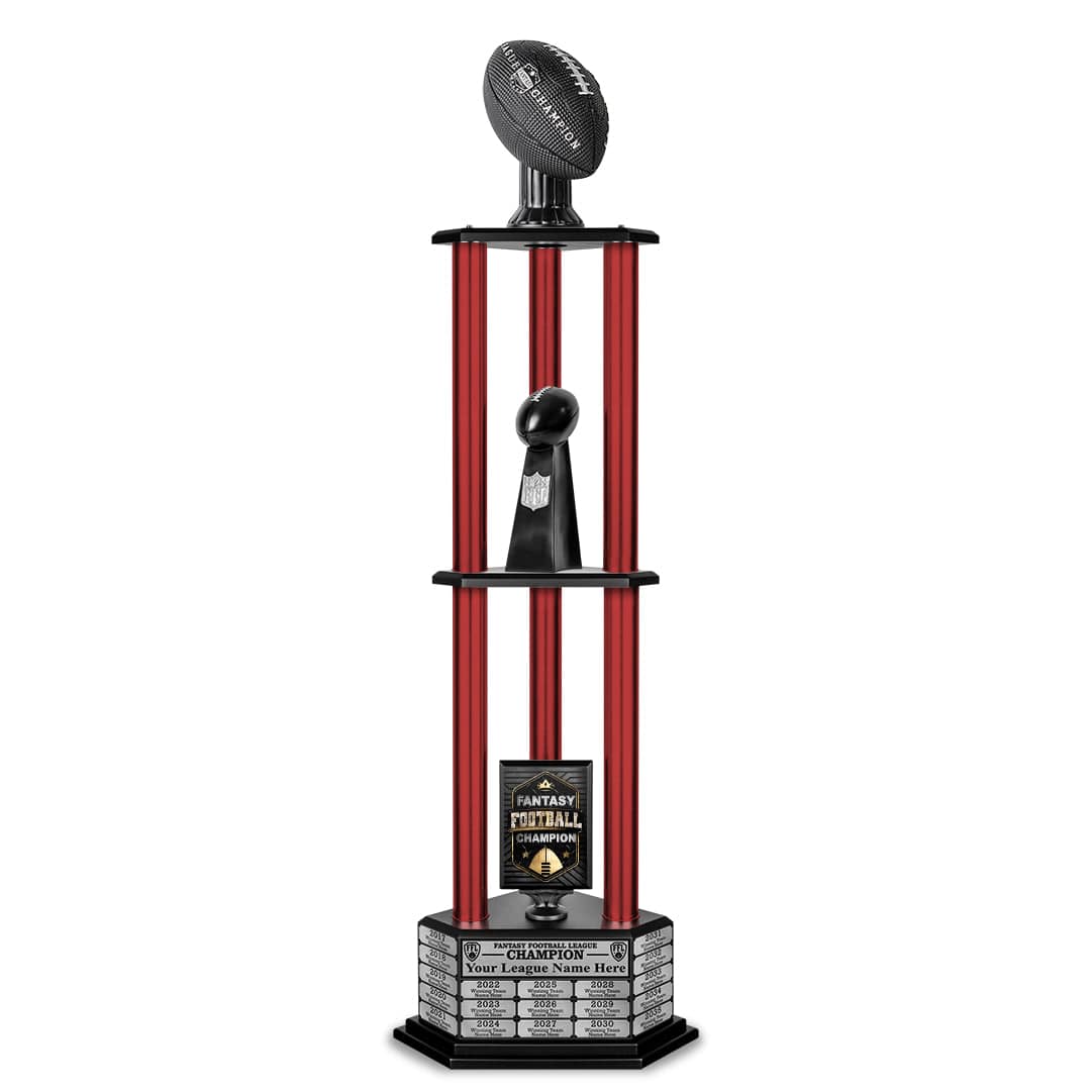 TrophySmack 26"-56" Perpetual Fantasy Football Trophy - Black Football