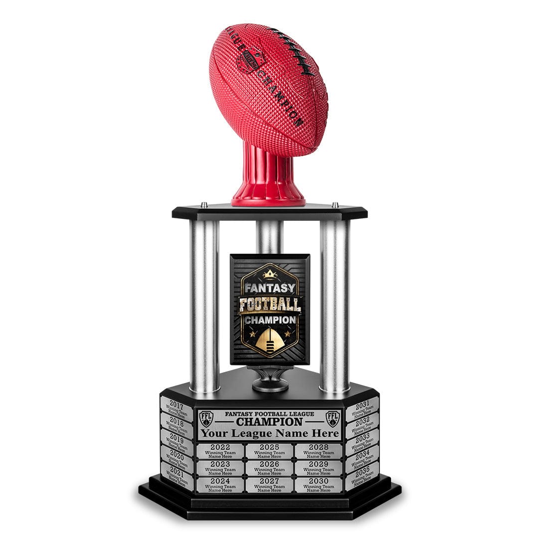 TrophySmack 26"-56" Perpetual Fantasy Football Trophy - Red Football