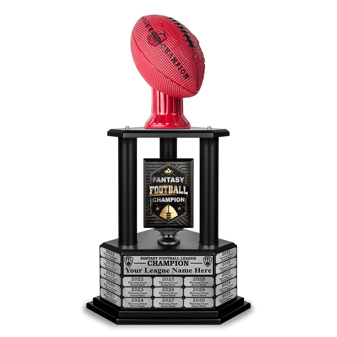 TrophySmack 26"-56" Perpetual Fantasy Football Trophy - Red Football