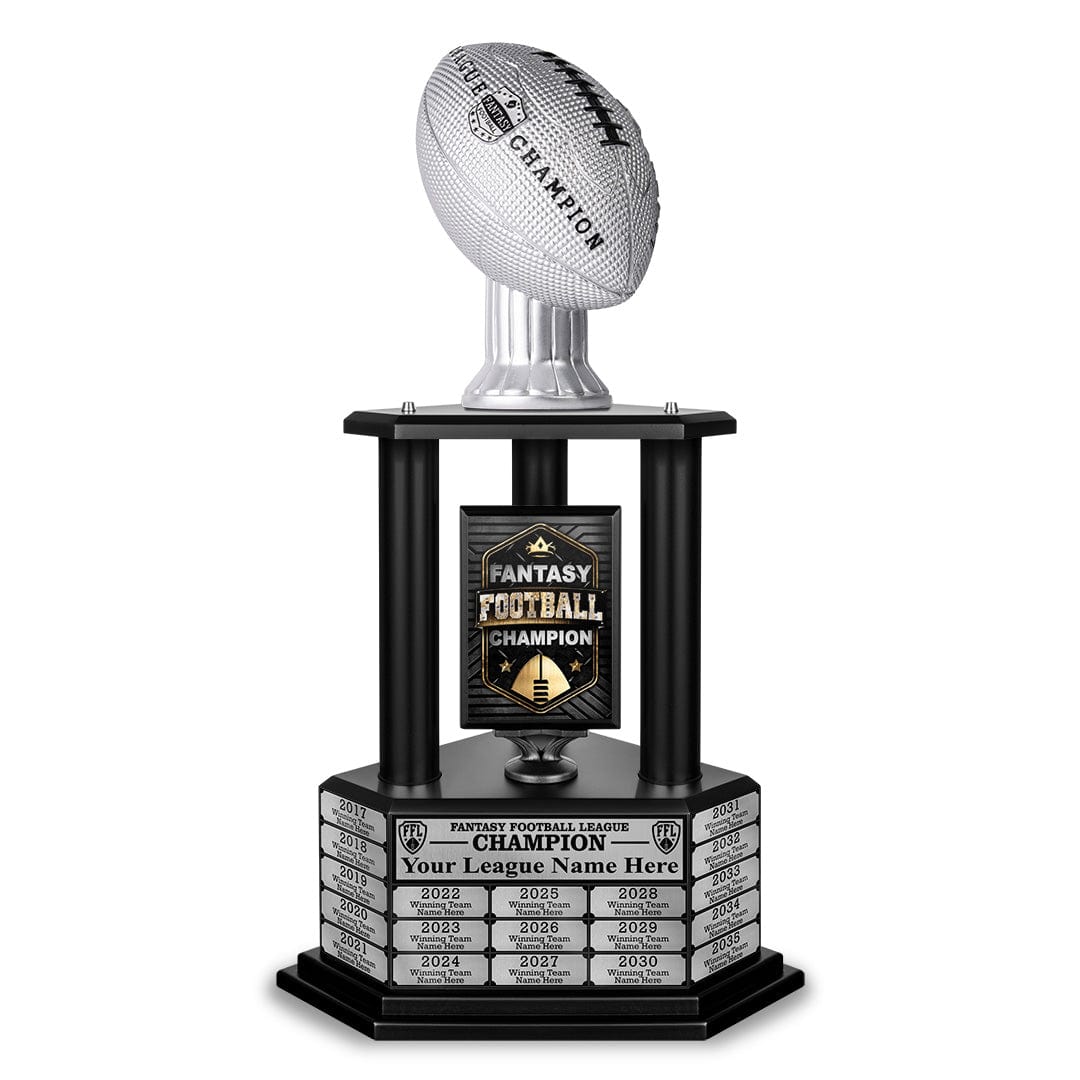 TrophySmack 26"-56" Perpetual Fantasy Football Trophy - Silver Football