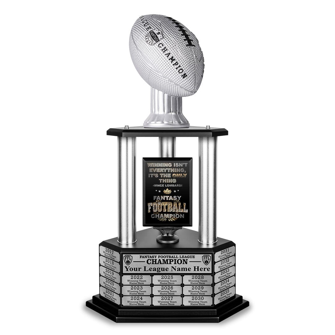 TrophySmack 26"-56" Perpetual Fantasy Football Trophy - Silver Football