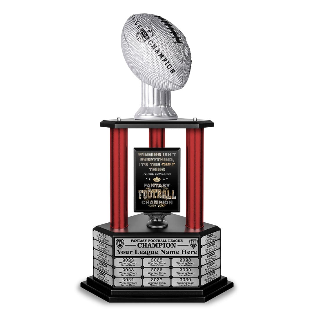 TrophySmack 26"-56" Perpetual Fantasy Football Trophy - Silver Football