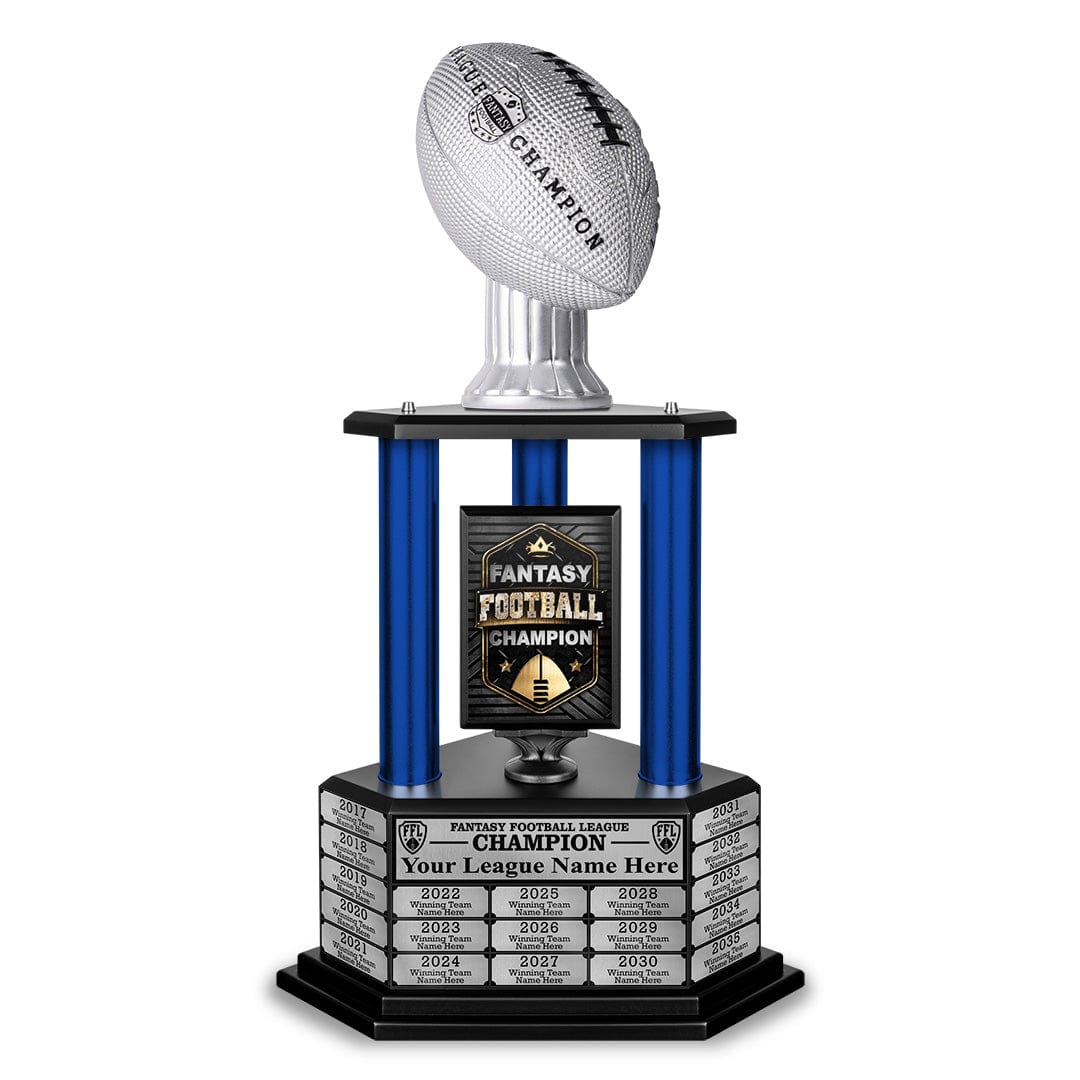 TrophySmack 26"-56" Perpetual Fantasy Football Trophy - Silver Football