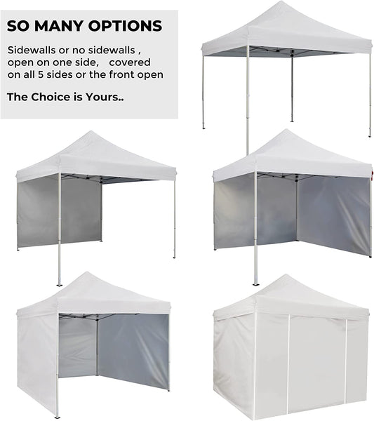 10' x 10' Pop Up Removable Sidewall Canopy Tent-Waterproof with Rolling Storage Bag