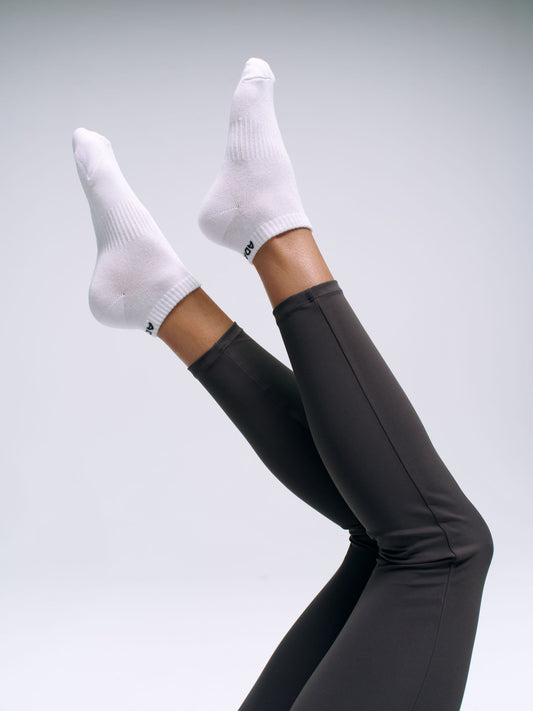 2 Pack Pilates Grip Socks - White, Graphite Grey