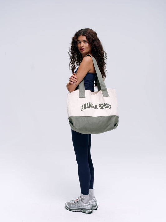 Adanola Sport Branded Tote - Cream/Olive
