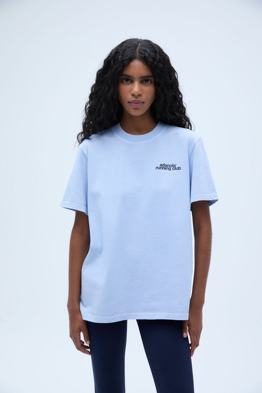 Adanola Running Short Sleeve Oversized T-shirt - Powder Blue/Navy Blue