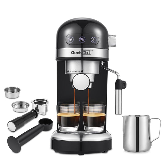 20 Bar Espresso Machine , 1350W，1.4 Ldetachable transparent water tank, Thermo block beating systeme Ban on Amazon
