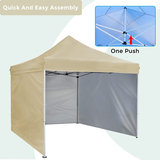 10' x 10' Pop Up Removable Sidewall Canopy Tent-Waterproof with Rolling Storage Bag