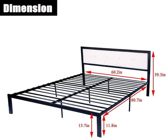 14 Inch Platform Modern Metal Bed Frame with Steel Slat and Headboard,Mattress Foundation,No Box Spr
