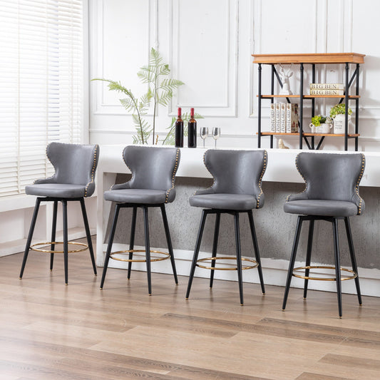 29" Modern Leathaire Fabric bar chairs,180° Swivel Bar Stool Chair for Kitchen,Set of 2