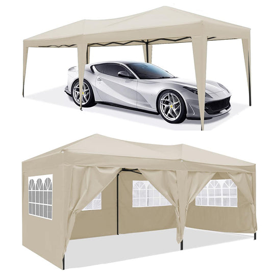 10'x20' EZ Pop Up Canopy Outdoor Portable Party Folding Tent with 6 Removable Side Walls + Carry Bag + 6 Weight Bags