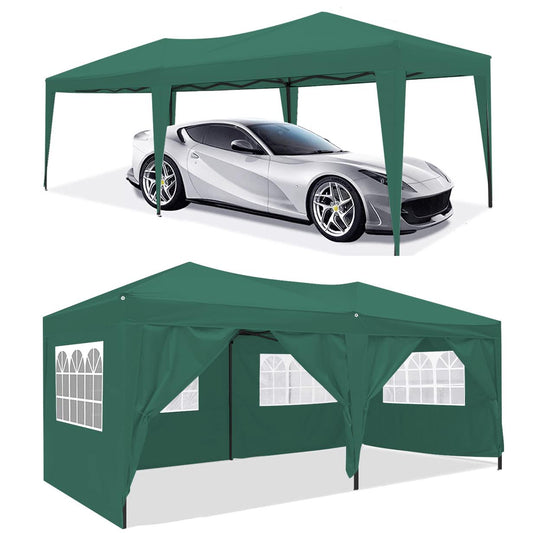 10'x20' EZ Pop Up Canopy Outdoor Portable Party Folding Tent with 6 Removable Side Walls + Carry Bag + 6 Weight Bags