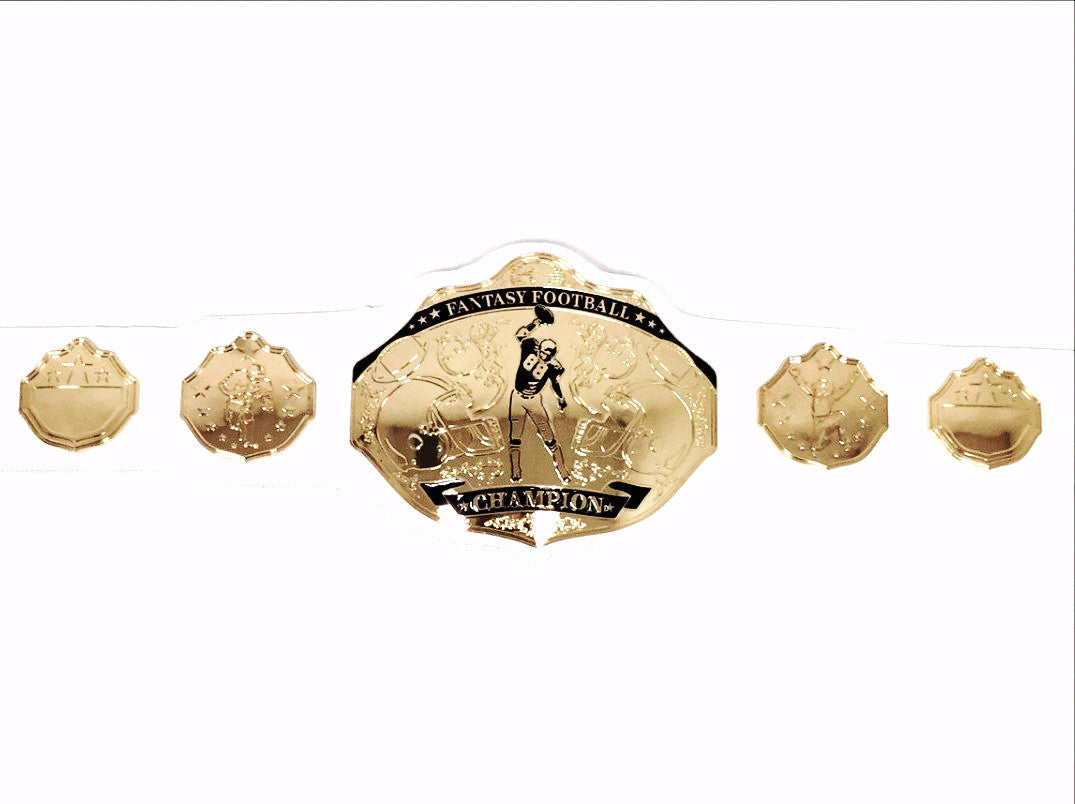 Fantasy Football Championship Belt Trophy White Gold Undisputed Belts
