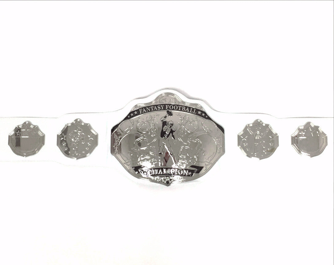 Fantasy Football Championship Belt Trophy White Silver Undisputed Belts