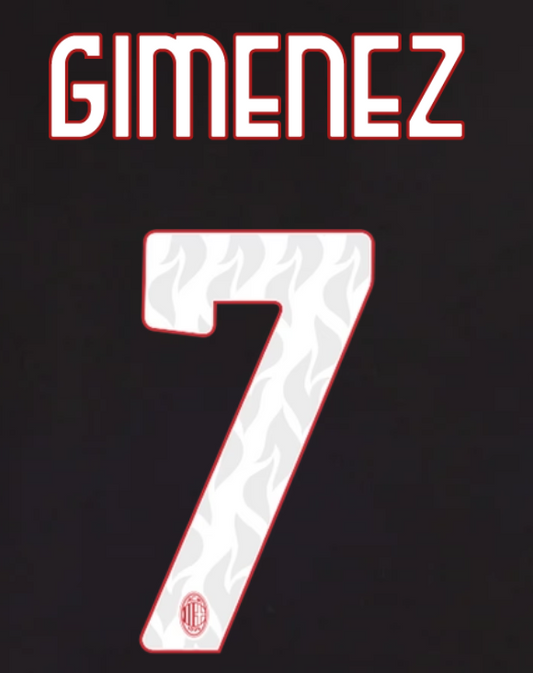 AC Milan 2025/26 Home GIMENEZ #7 Official Name Set