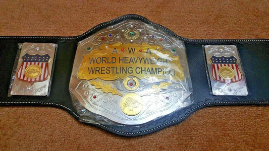 AWA WORLD TAG TEAM BRASS METAL Championship Belt
