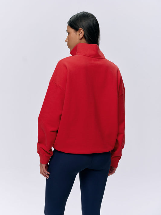 Adanola Running Oversized Funnel Neck Zip Sweatshirt - Classic Red