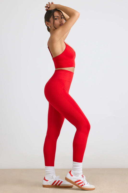 Admired - Petite High-Waist Define Luxe Leggings in Red