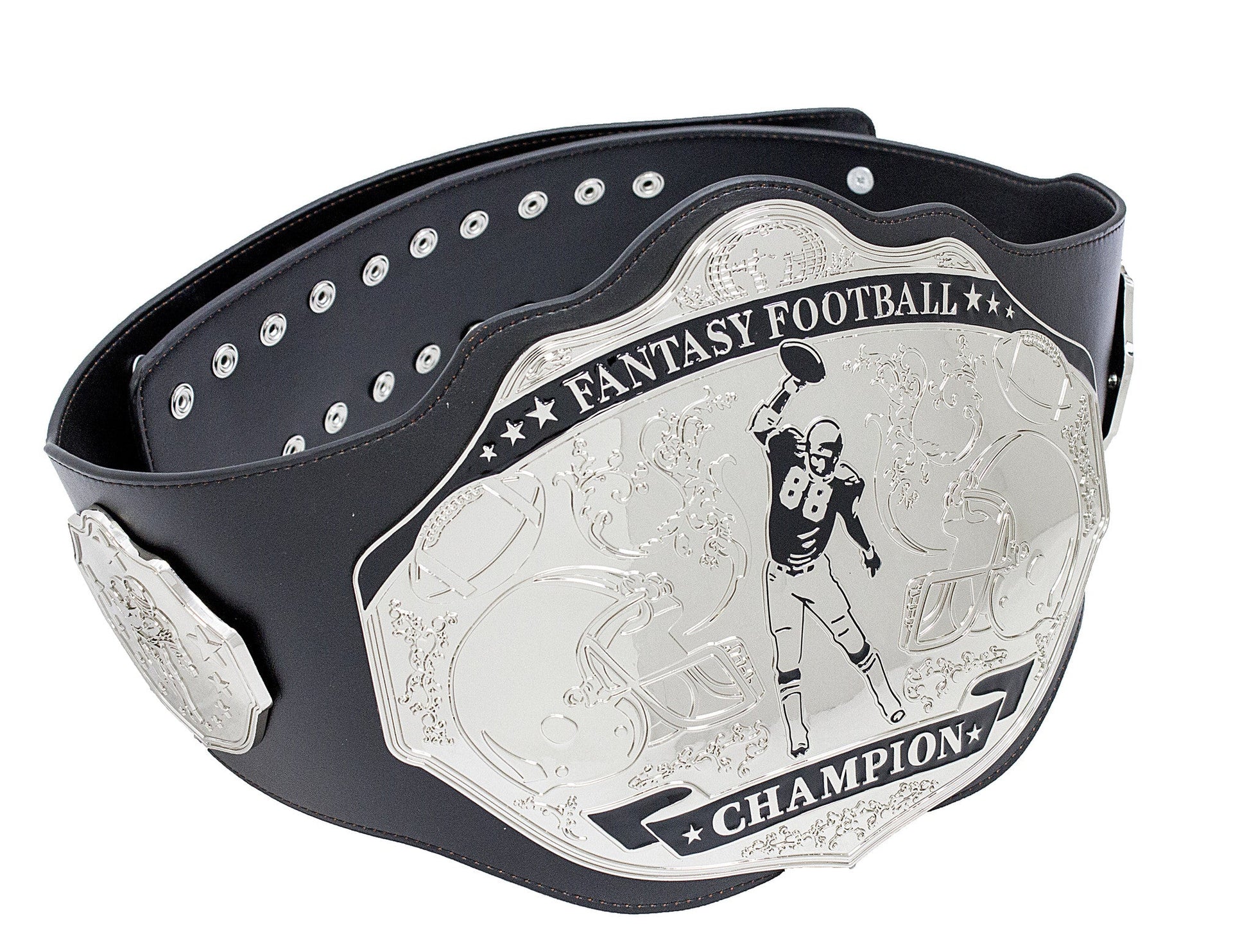Fantasy Football Championship Belt Trophy Black Silver Undisputed Belts
