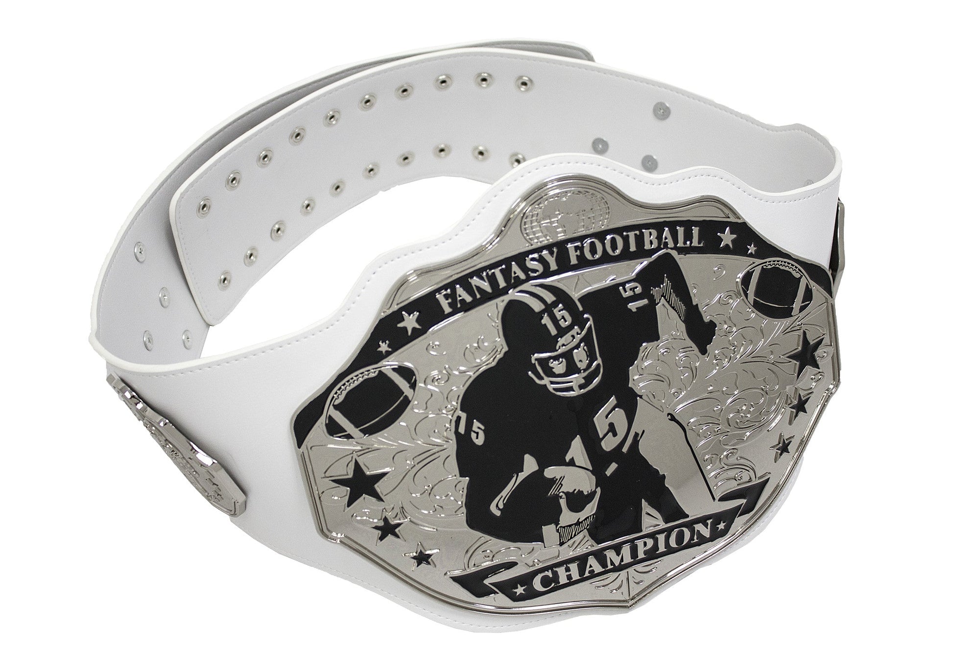 Fantasy Football Championship Belt White Silver Undisputed Belts