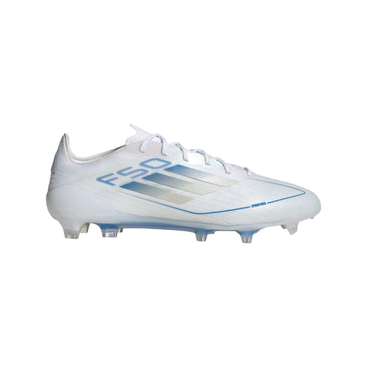 Adidas F50 Elite FG/MG-White/Metallic Silver/Blue